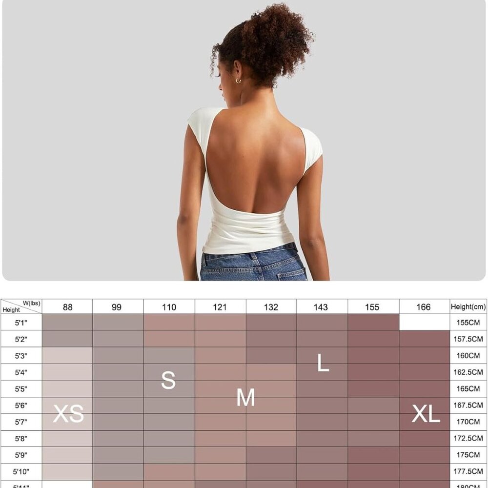Backless Y2K Crop Top - Sexy Double Lined Tee for Women, Jet Black, S Size - Picture 6 of 7